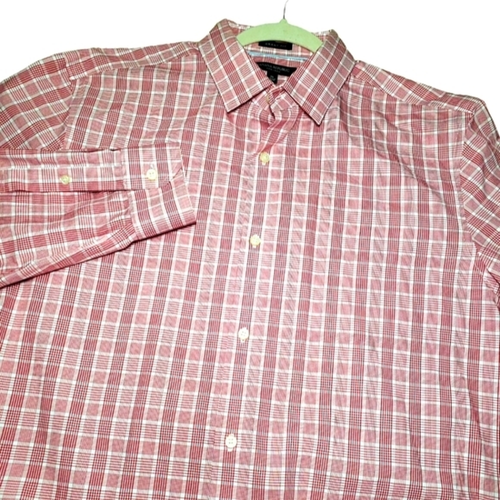 Banana Republic Men's Long Sleeve Plaid Red & White Button-down Size XLarge